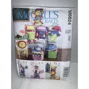 McCalls Pattern M6624 Basket Bin Storage Toys Shark Monkey Giraffe Animals UNCUT